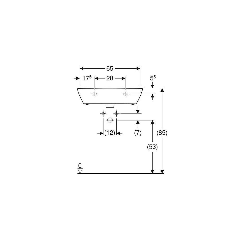 Geberit Renova Waschtisch, Breite 65cm, Tiefe 50cm, ohne Hahnloch, Überlauf sichtbar... GEBERIT-500663011 4025416139898 (Abb. 5)