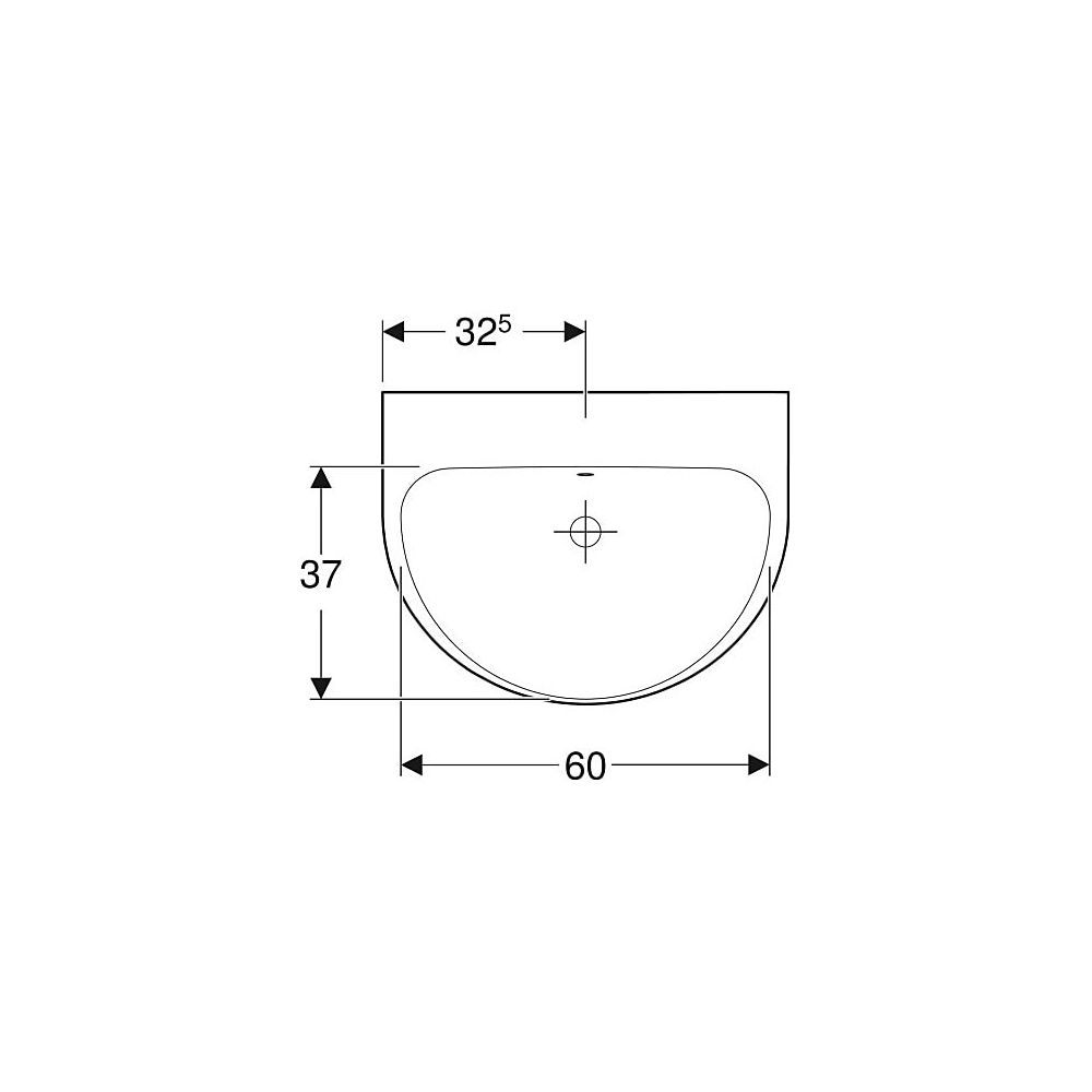 Geberit Renova Waschtisch, Breite 65cm, Tiefe 50cm, ohne Hahnloch, Überlauf sichtbar... GEBERIT-500663011 4025416139898 (Abb. 4)