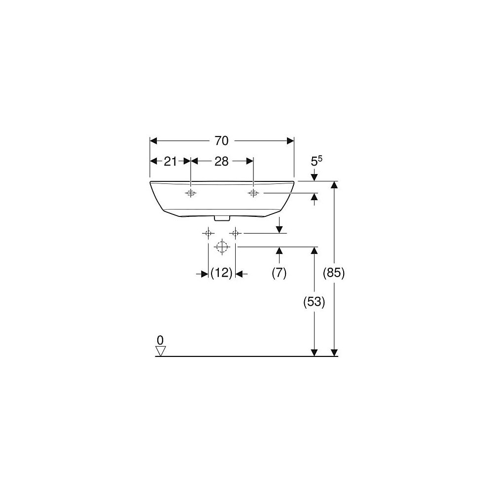 Geberit Renova Waschtisch, Breite 70cm, Tiefe 52cm, Hahnloch mittig, ohne Überlauf, ... GEBERIT-500665011 4025416144212 (Abb. 5)