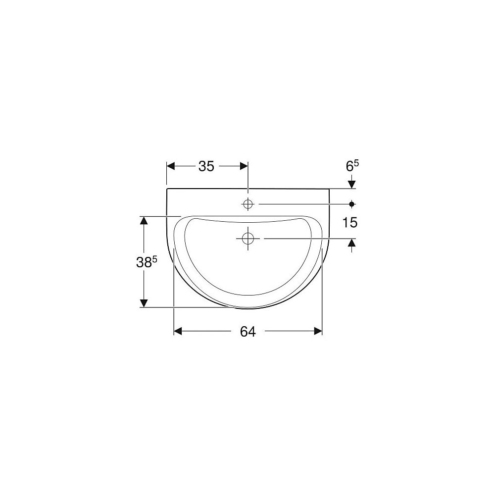 Geberit Renova Waschtisch, Breite 70cm, Tiefe 52cm, Hahnloch mittig, ohne Überlauf, ... GEBERIT-500665011 4025416144212 (Abb. 4)