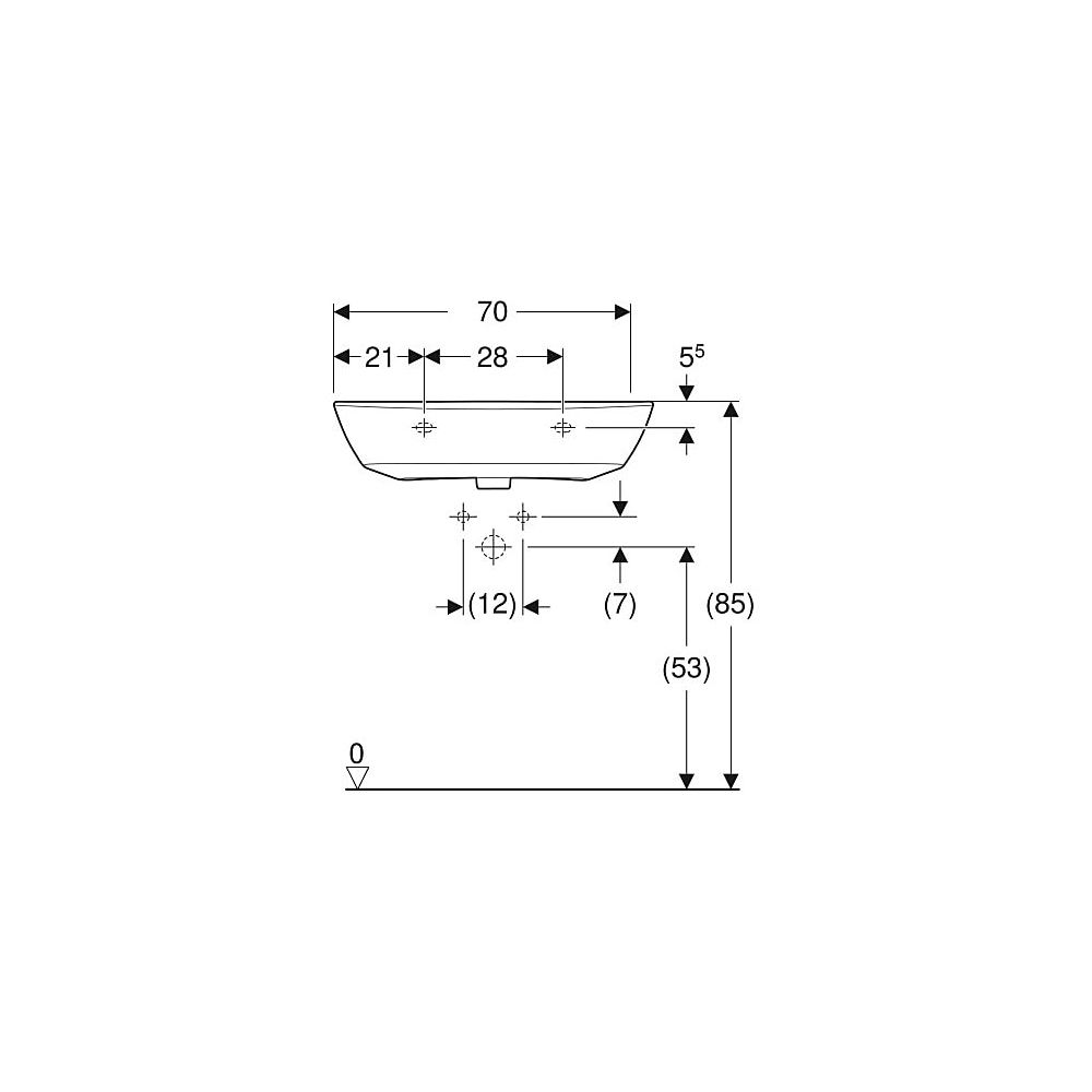 Geberit Renova Waschtisch, Breite 70cm, Tiefe 52cm, ohne Hahnloch, ohne Überlauf, We... GEBERIT-500669018 4025416142720 (Abb. 5)