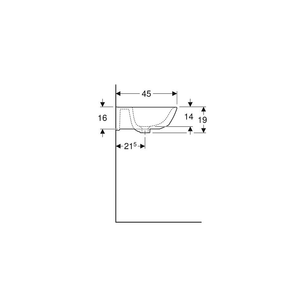 Geberit Renova Waschtisch, Breite 55cm, Tiefe 45cm, ohne Hahnloch, ohne Überlauf, We... GEBERIT-500598011 4025416221647 (Abb. 6)
