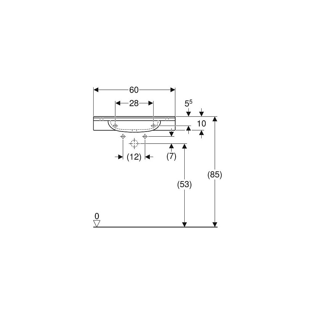 Geberit Publica Waschtisch rundes Design, Ausschnitten, barrierefrei, B 60cm T 55cm ... GEBERIT-501041001 4025410754011 (Abb. 6)