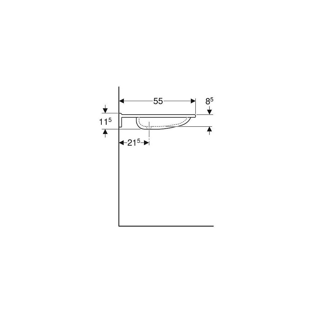 Geberit Publica Waschtisch rundes Design, Ausschnitten, barrierefrei, B 60cm T 55cm ... GEBERIT-501041001 4025410754011 (Abb. 7)
