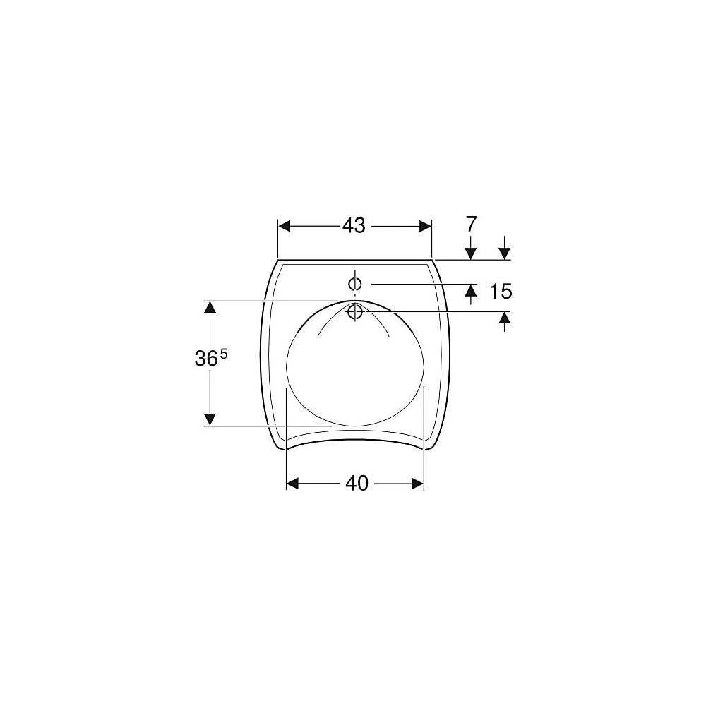Geberit Vitalis Waschtisch barrierefrei, Breite 55cm, Tiefe 55cm, Hahnloch mittig, Ü... GEBERIT-501542011 4025410756985 (Abb. 4)