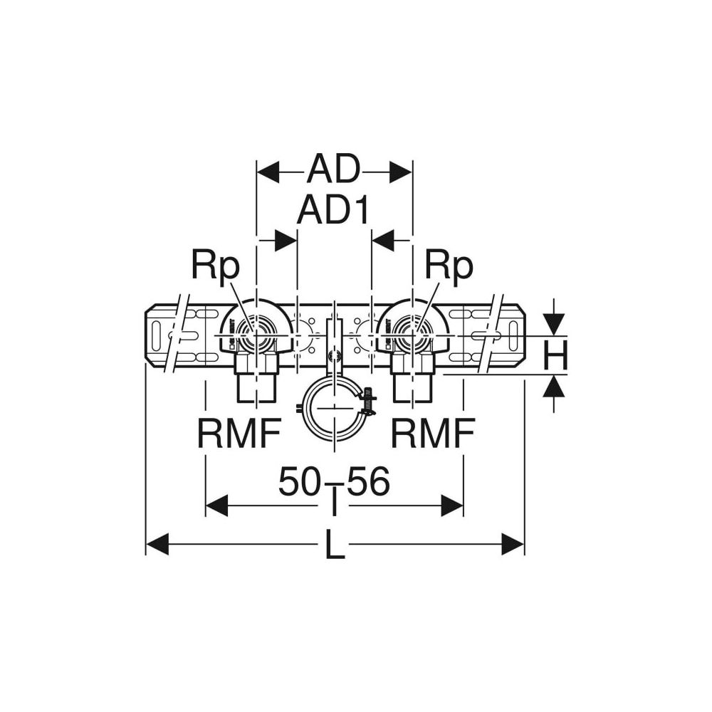 Geberit Anschlusswinkel 90 Grad mit Außengewinde MF 1/2" vorm. 2x Ablaufrohrs. RMF 1... GEBERIT-632871002 4025410760227 (Abb. 5)