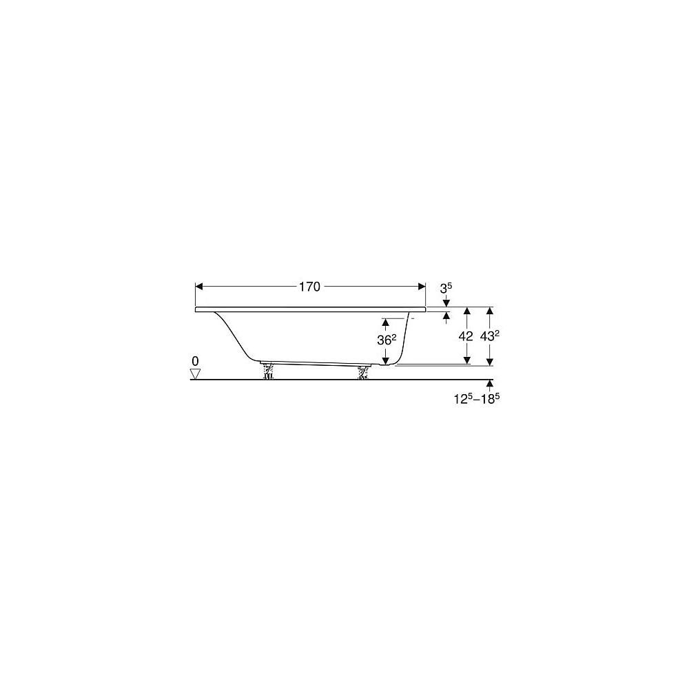 Geberit Renova Rechteckbadewanne 170x75cm, Gesamtvolumen 188l... GEBERIT-554205011 4025410591043 (Abb. 5)