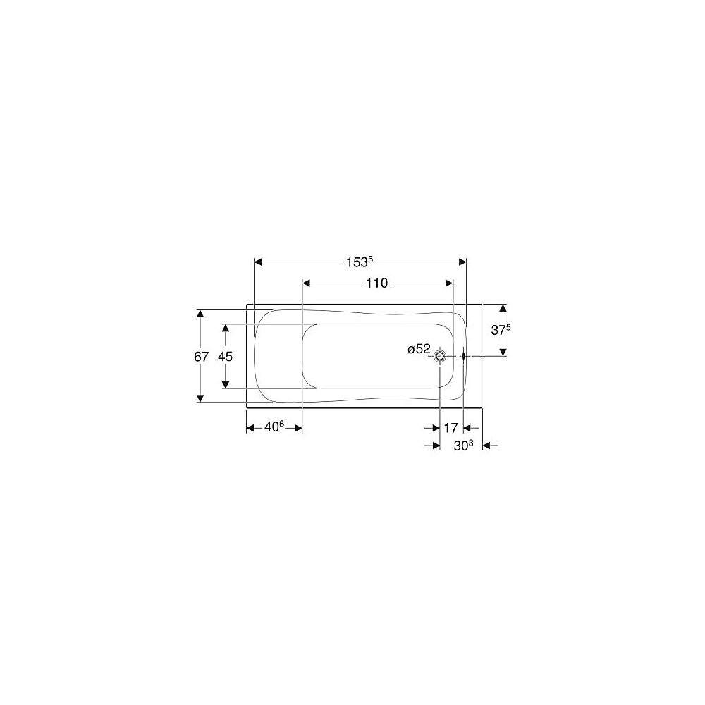 Geberit Renova Rechteckbadewanne 170x75cm, Gesamtvolumen 188l... GEBERIT-554205011 4025410591043 (Abb. 4)