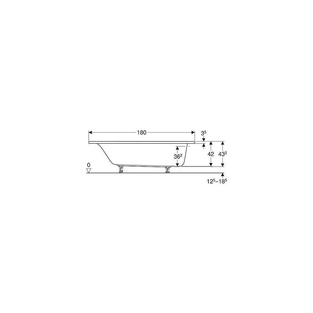 Geberit Renova Rechteckbadewanne 180x80cm, Gesamtvolumen 218l... GEBERIT-554206011 4025410591050 (Abb. 5)