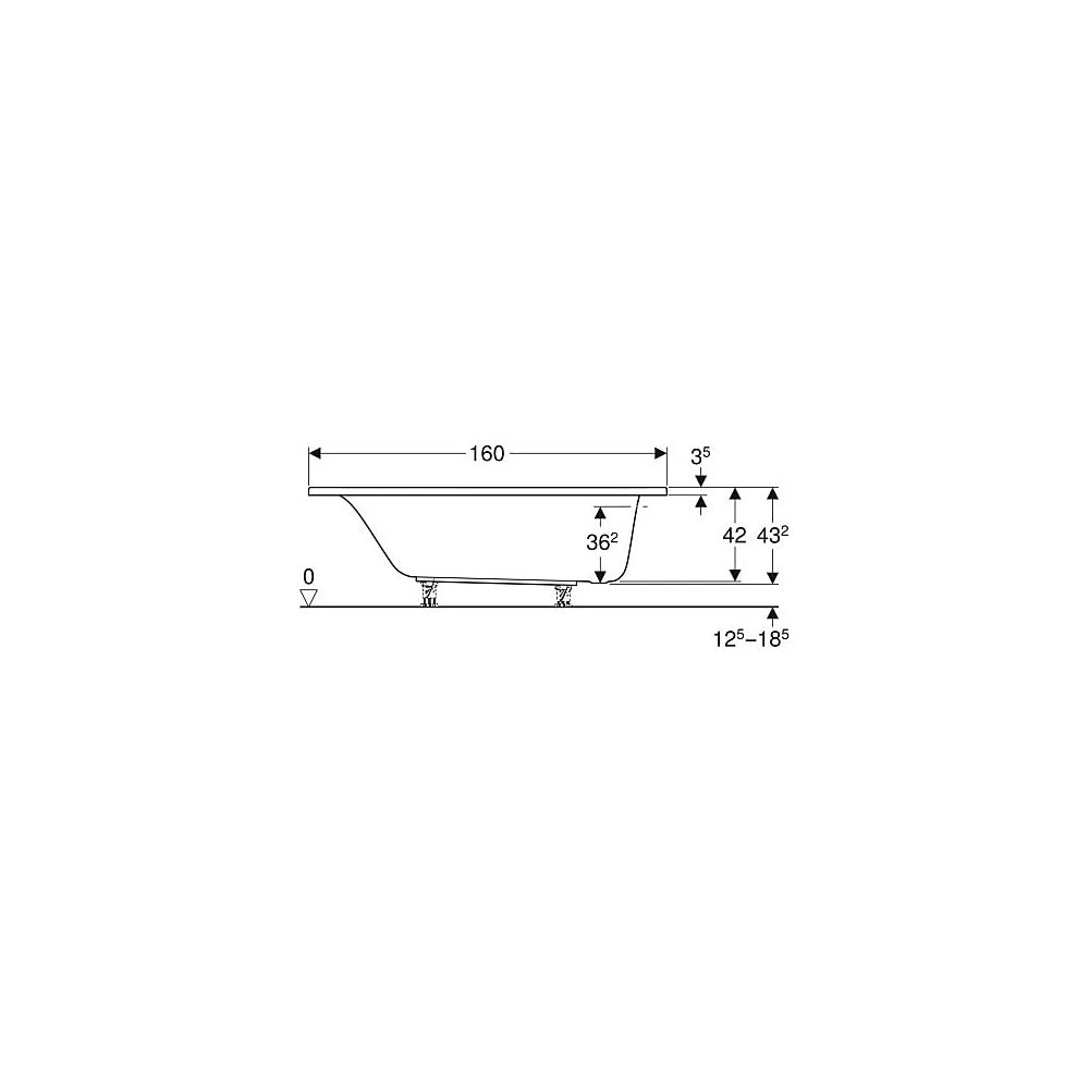 Geberit Renova Rechteckbadewanne 160x75cm, Gesamtvolumen 173l... GEBERIT-554203011 4025410591029 (Abb. 5)