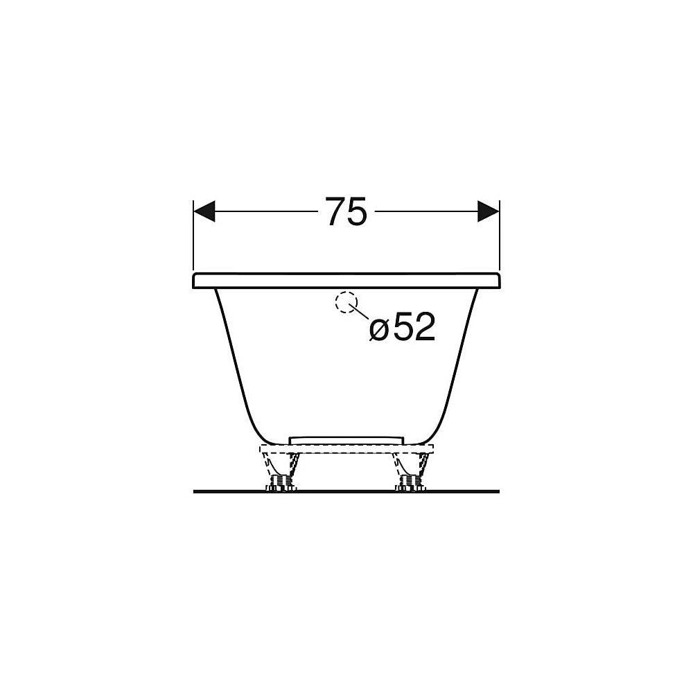 Geberit Renova Rechteckbadewanne 160x75cm, Gesamtvolumen 173l... GEBERIT-554203011 4025410591029 (Abb. 6)