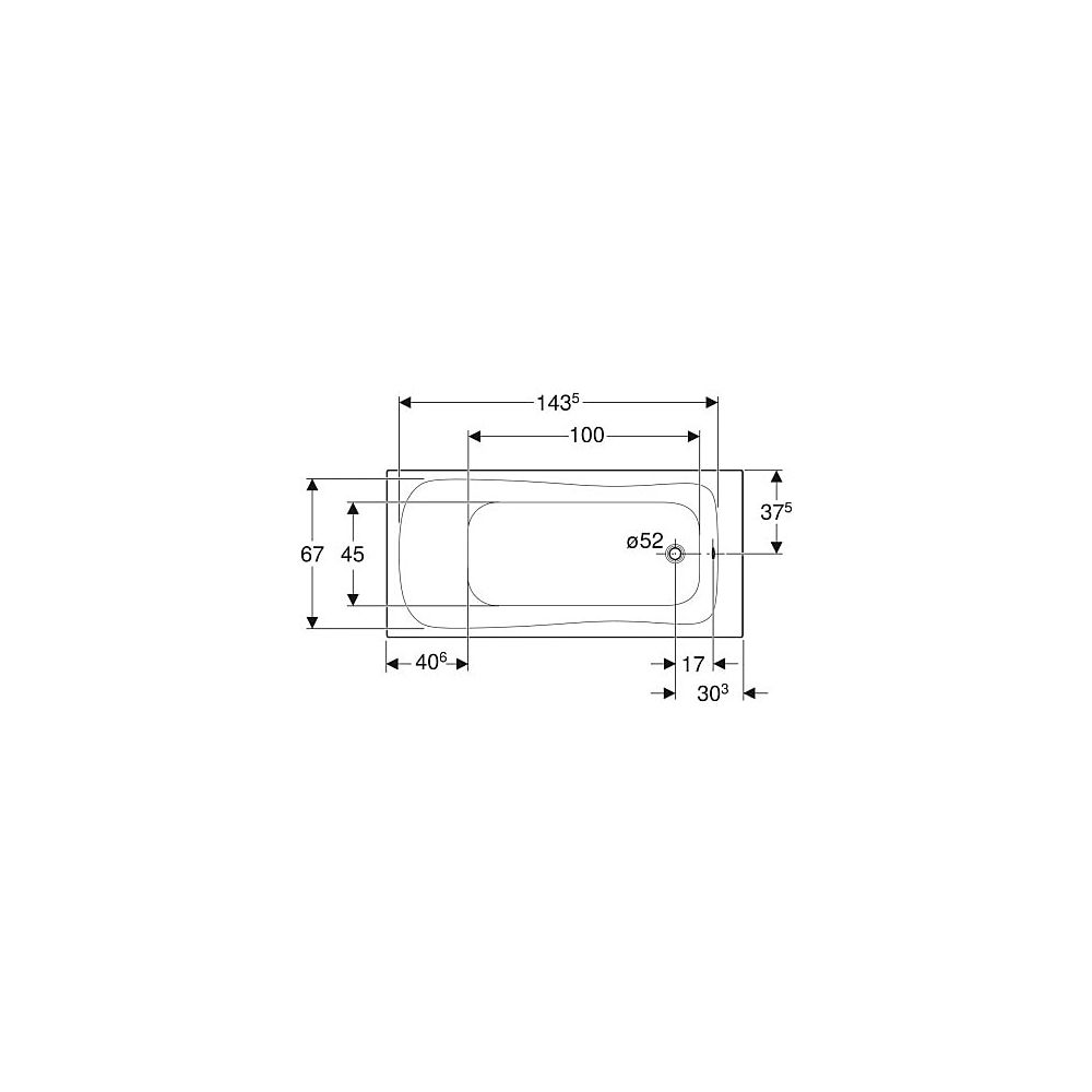 Geberit Renova Rechteckbadewanne 160x75cm, Gesamtvolumen 173l... GEBERIT-554203011 4025410591029 (Abb. 4)