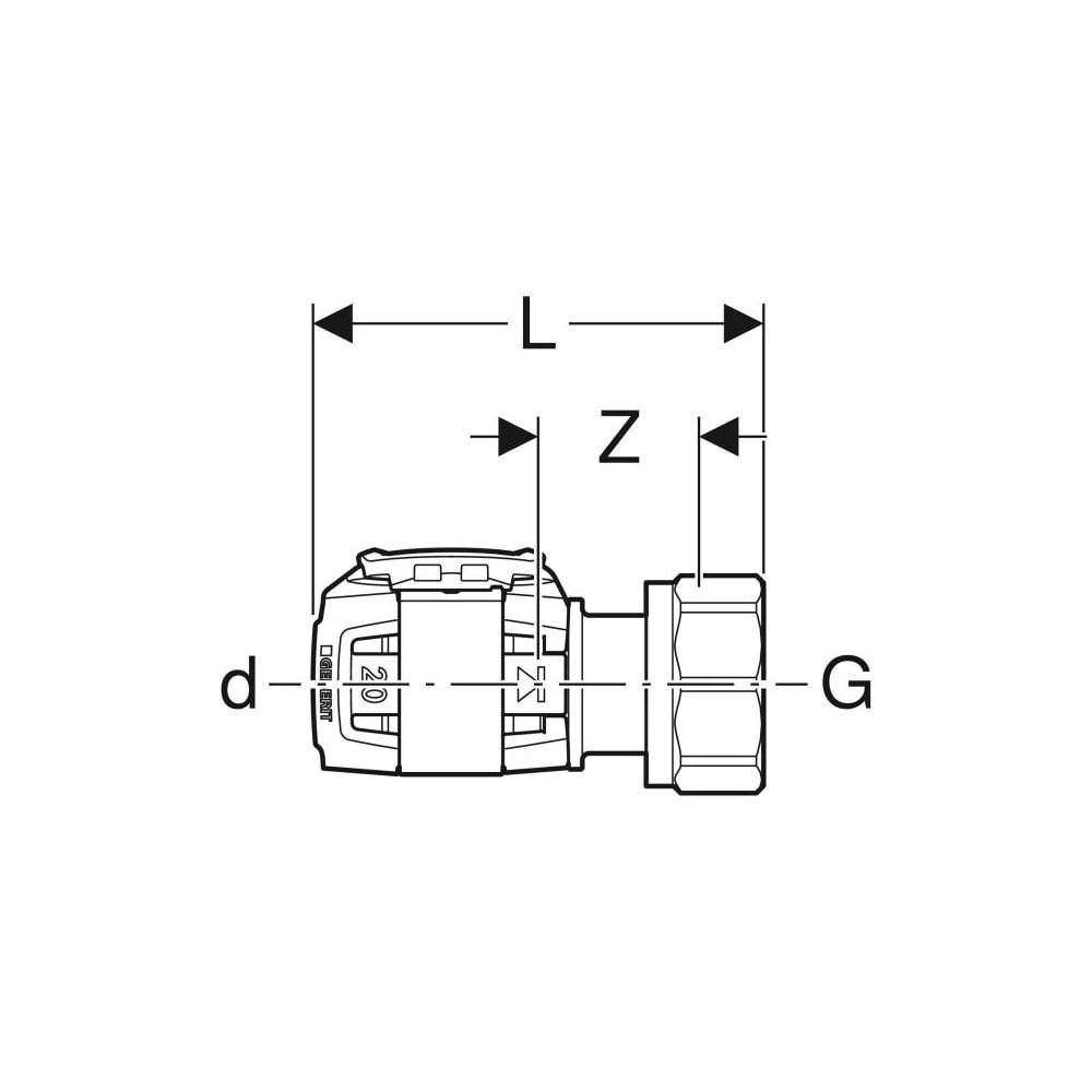 Geberit FlowFit Verteilerabgang für Eurokonus bleifreie Siliziumbronze, d 16mm, G 3/... GEBERIT-620330001 4025416638032 (Abb. 4)