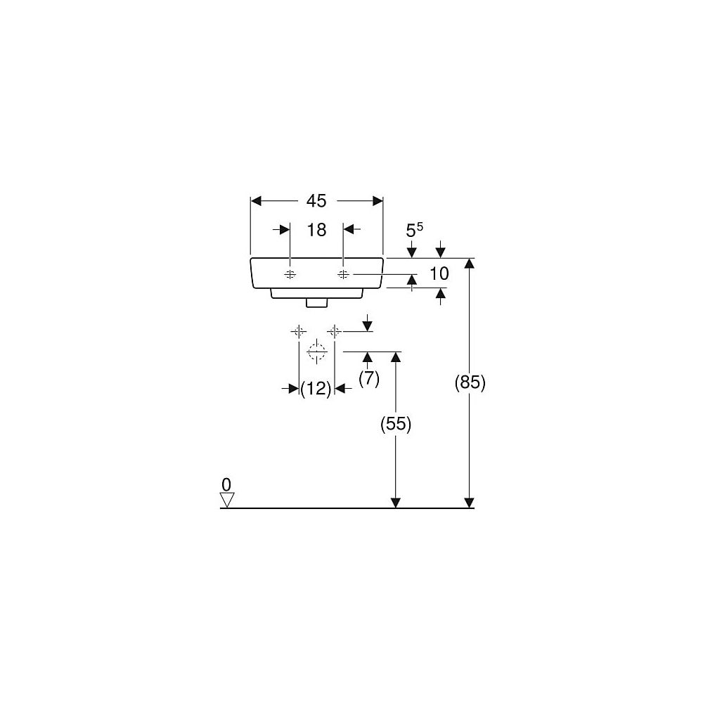 Geberit Renova Plan Handwaschbecken, 45x17x34cm, ohne Hahnloch, ohne Überlauf, Weiß... GEBERIT-501627001 4025410858245 (Abb. 5)