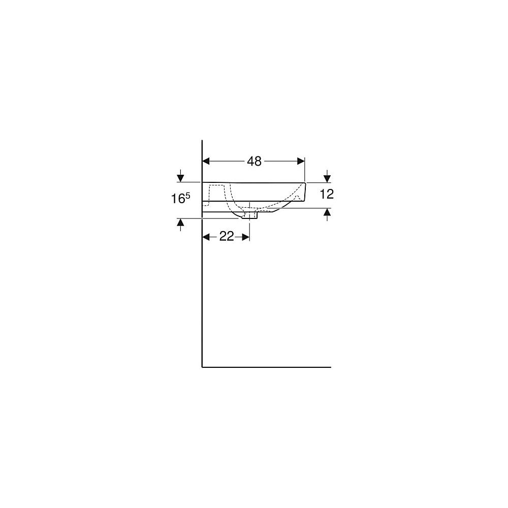Geberit Smyle Square Waschtisch, Breite 60cm, Tiefe 48cm, Hahnloch mittig, ohne Über... GEBERIT-501732001 4025410870568 (Abb. 6)