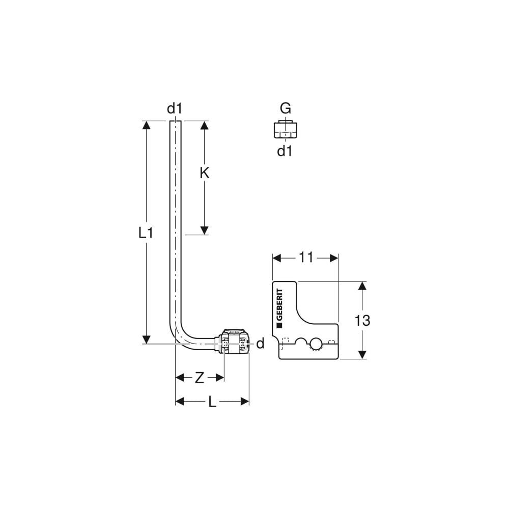 Geberit FlowFit Metallrohr-Anschlussbogen 90 Grad mit Anschlussverschraubung für Eur... GEBERIT-619411221 4025416601104 (Abb. 4)