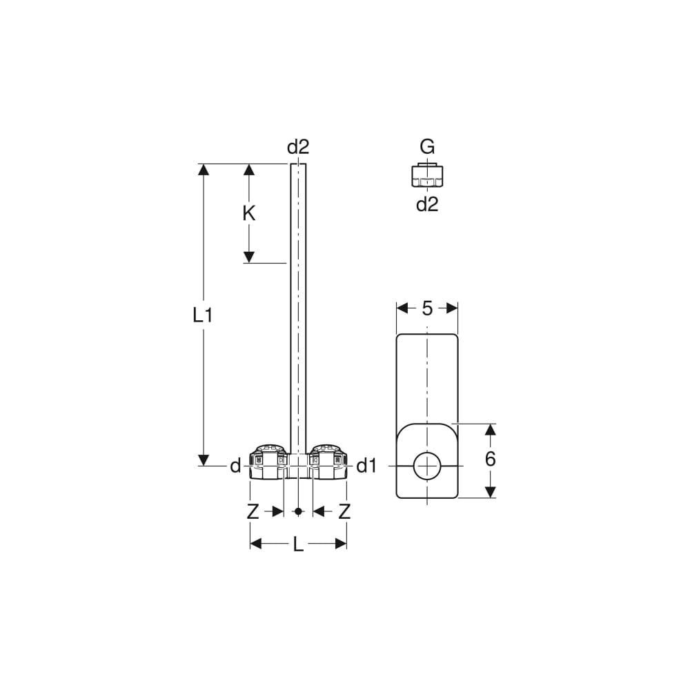 Geberit FlowFit Metallrohr-Anschluss-T-Stück mit Anschlussverschraubung für Eurokonu... GEBERIT-619420221 4025416601265 (Abb. 4)