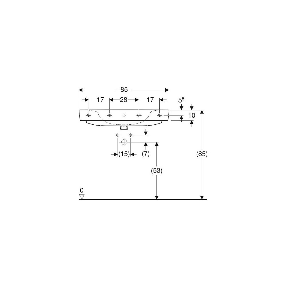 Geberit Renova Plan Waschtisch, Breite 85cm, Tiefe 48cm, ohne Hahnloch, Überlauf sic... GEBERIT-501700001 4025410868220 (Abb. 4)