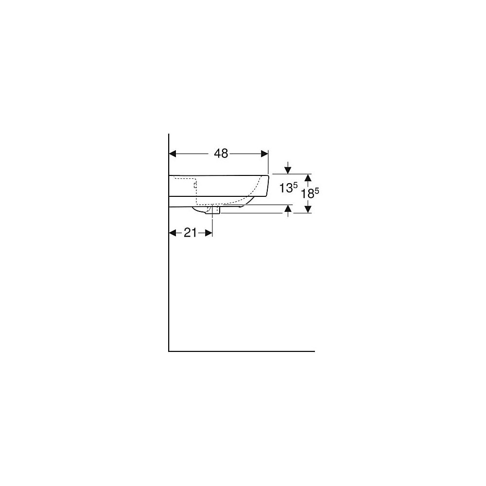Geberit Renova Plan Waschtisch, Breite 85cm, Tiefe 48cm, ohne Hahnloch, Überlauf sic... GEBERIT-501700001 4025410868220 (Abb. 5)