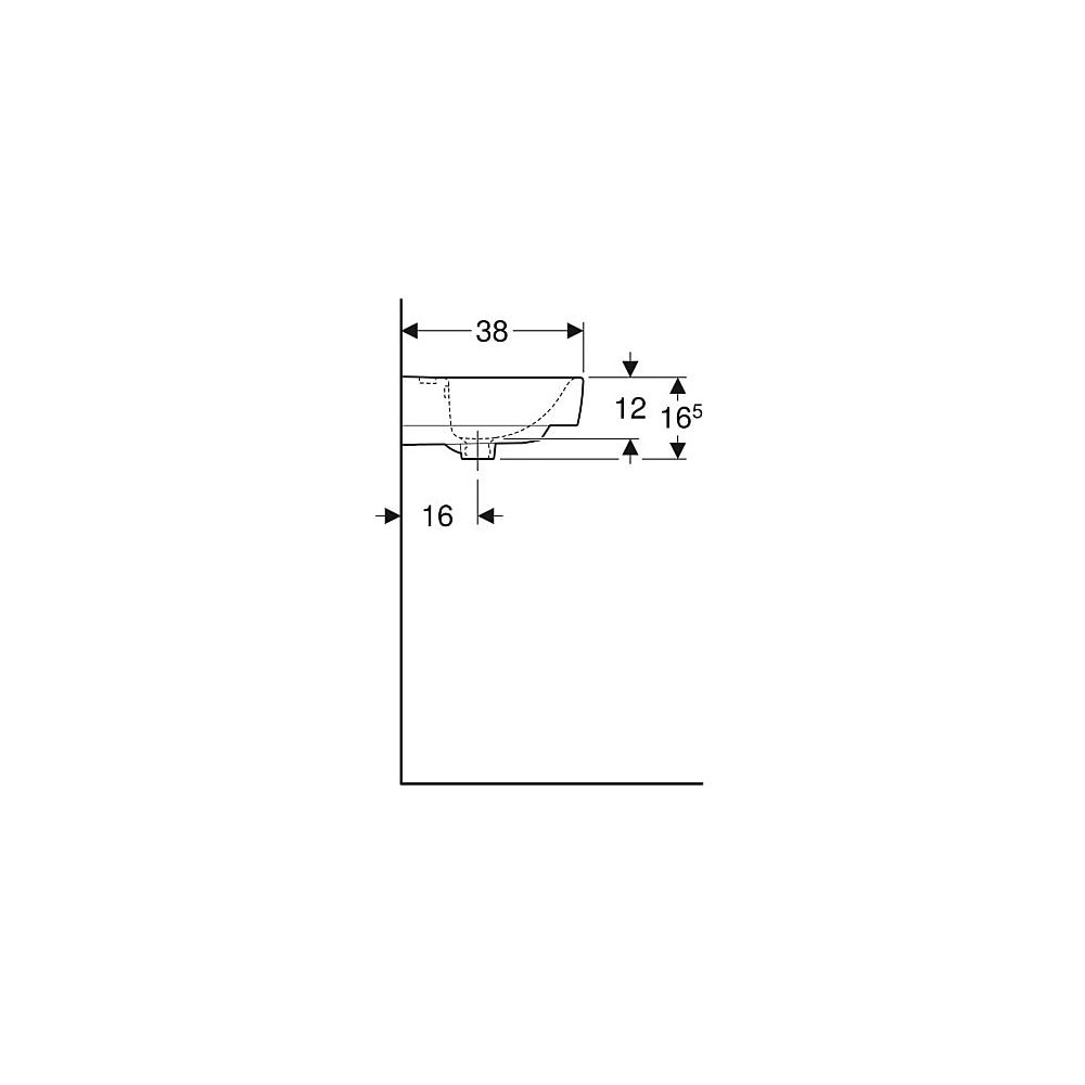 Geberit Renova Plan Handwaschbecken mit asymmetrischem Überlauf, 50x16,5x38cm, Hahnl... GEBERIT-501628001 4025410858313 (Abb. 6)