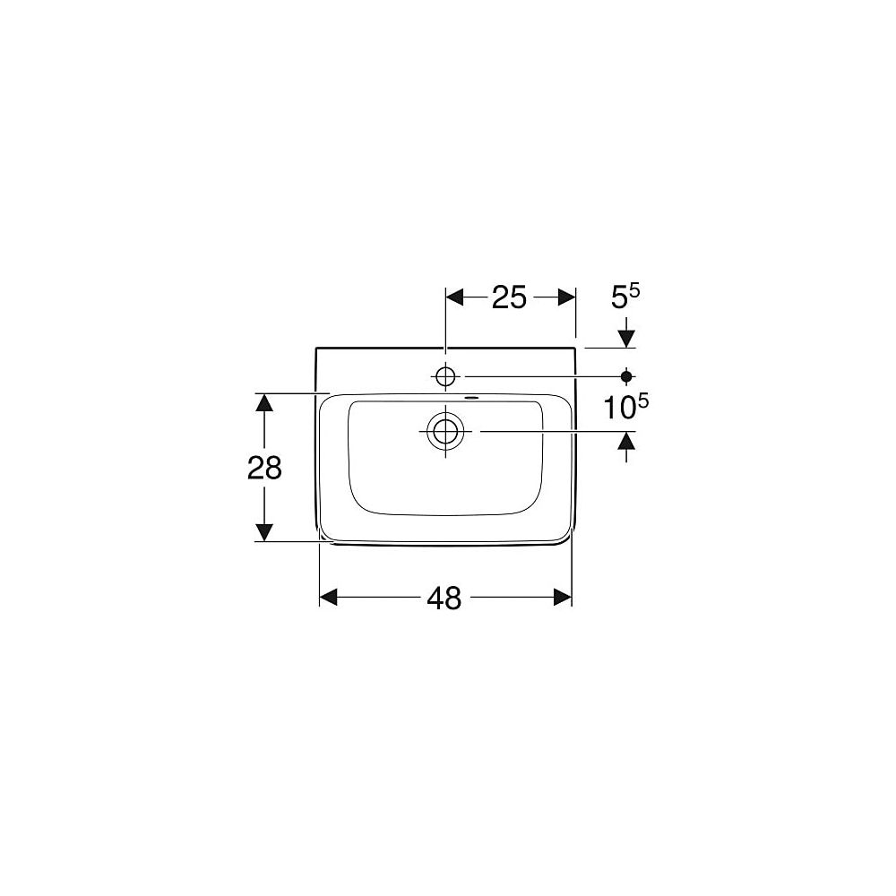 Geberit Renova Plan Handwaschbecken mit asymmetrischem Überlauf, 50x16,5x38cm, Hahnl... GEBERIT-501628001 4025410858313 (Abb. 4)