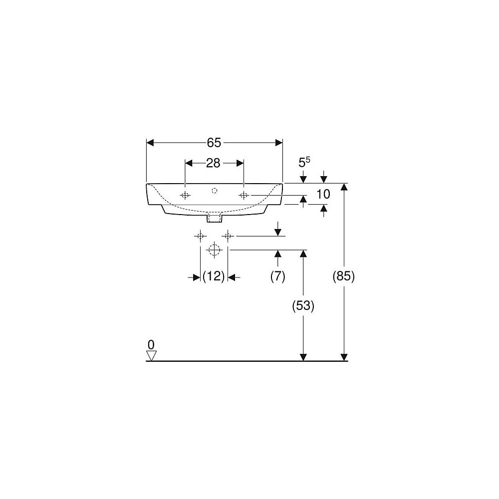 Geberit Renova Compact Waschtisch, Breite 65cm, Tiefe 40cm, Hahnloch mittig, Überlau... GEBERIT-501714001 4025410868428 (Abb. 5)