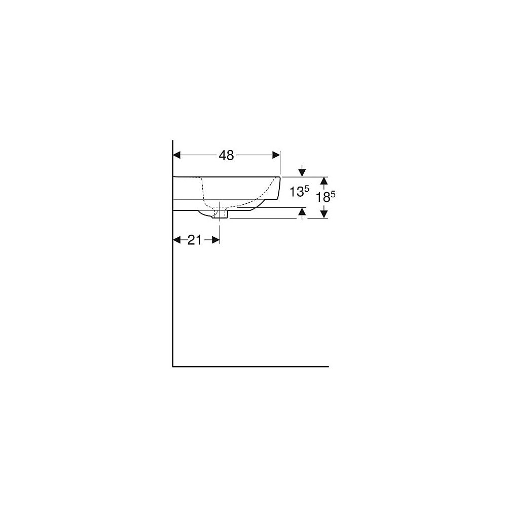 Geberit Renova Plan Waschtisch, Ablagefläche beidseitig, Breite 90cm, Tiefe 48cm, oh... GEBERIT-501705008 4025410868398 (Abb. 6)