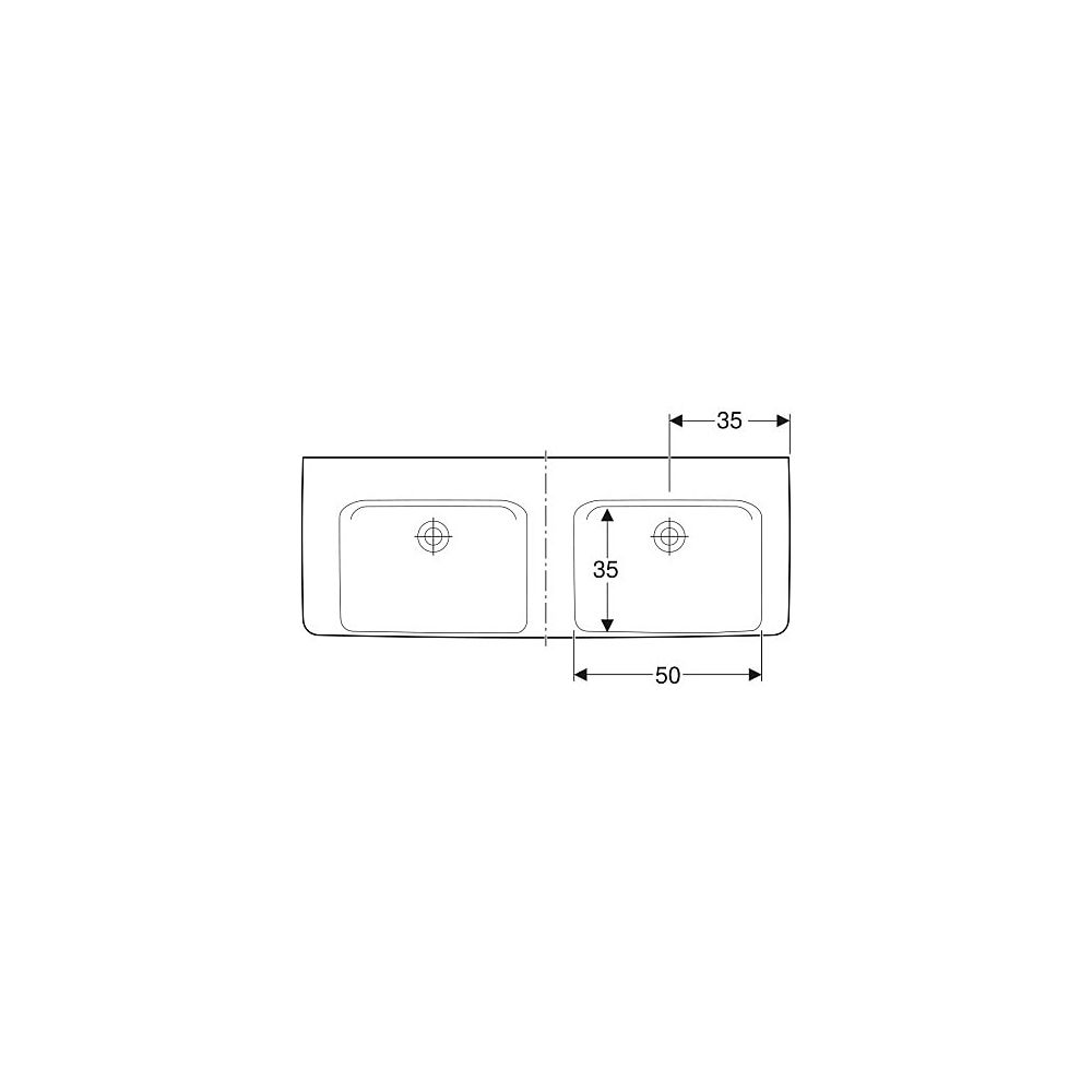 Geberit Renova Plan Doppelwaschtisch, Breite 130cm, Tiefe 48cm, ohne Hahnloch, ohne ... GEBERIT-501713001 4025410868718 (Abb. 4)