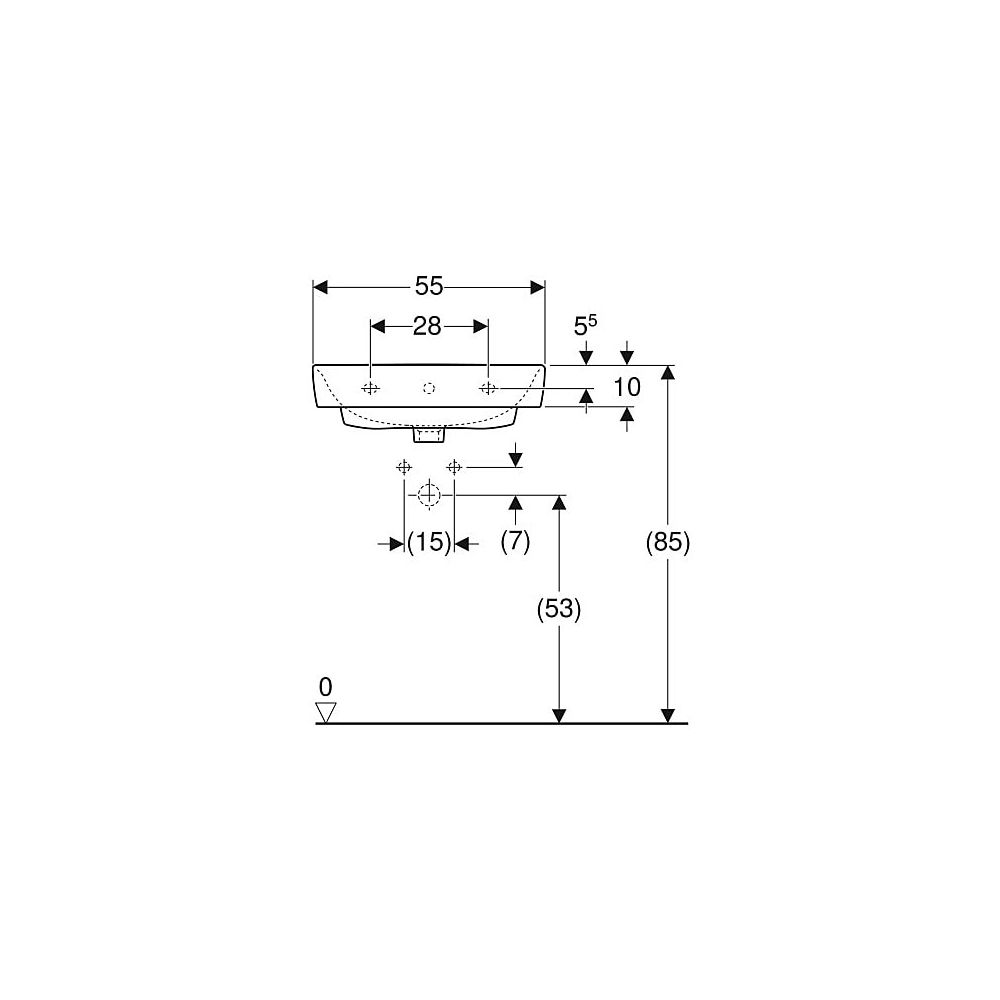 Geberit Renova Plan Waschtisch, Breite 55cm, Tiefe 44cm, Hahnloch mittig, Überlauf s... GEBERIT-501632001 4025410858368 (Abb. 5)