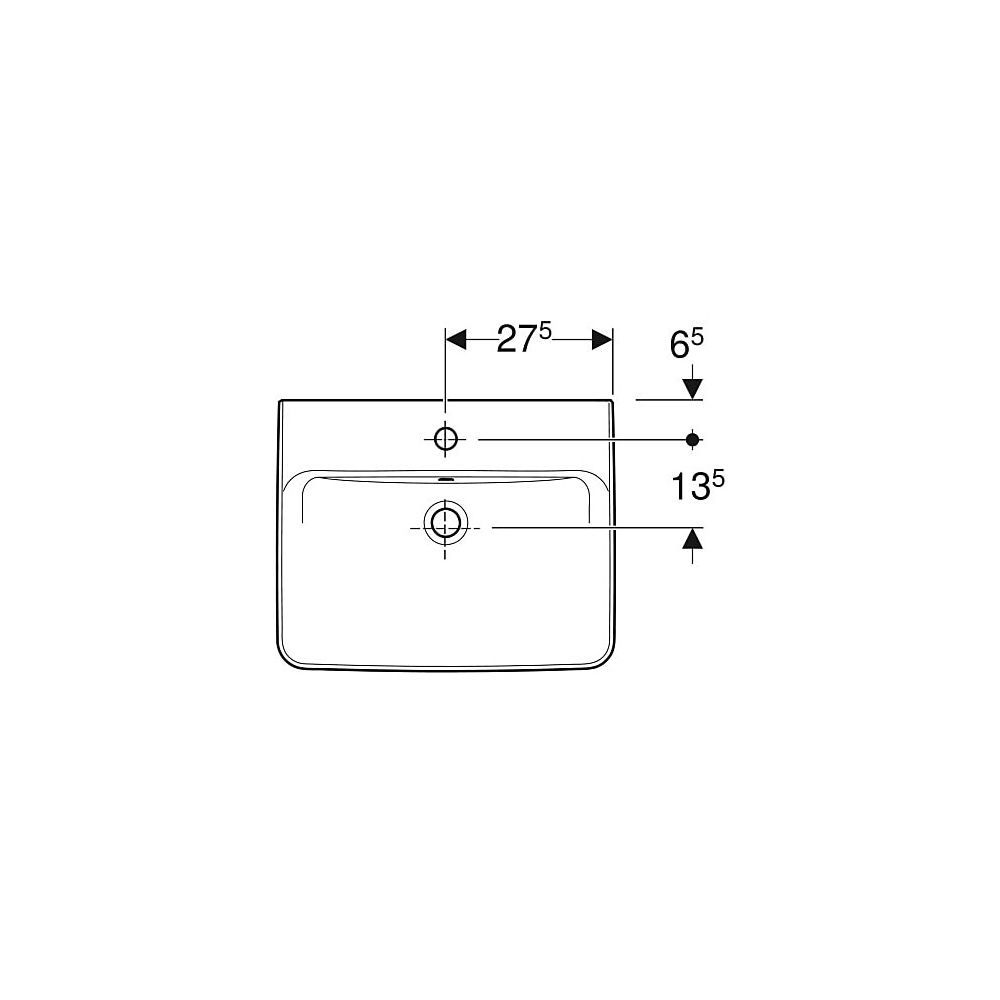 Geberit Renova Plan Waschtisch, Breite 55cm, Tiefe 44cm, Hahnloch mittig, Überlauf s... GEBERIT-501632001 4025410858368 (Abb. 4)
