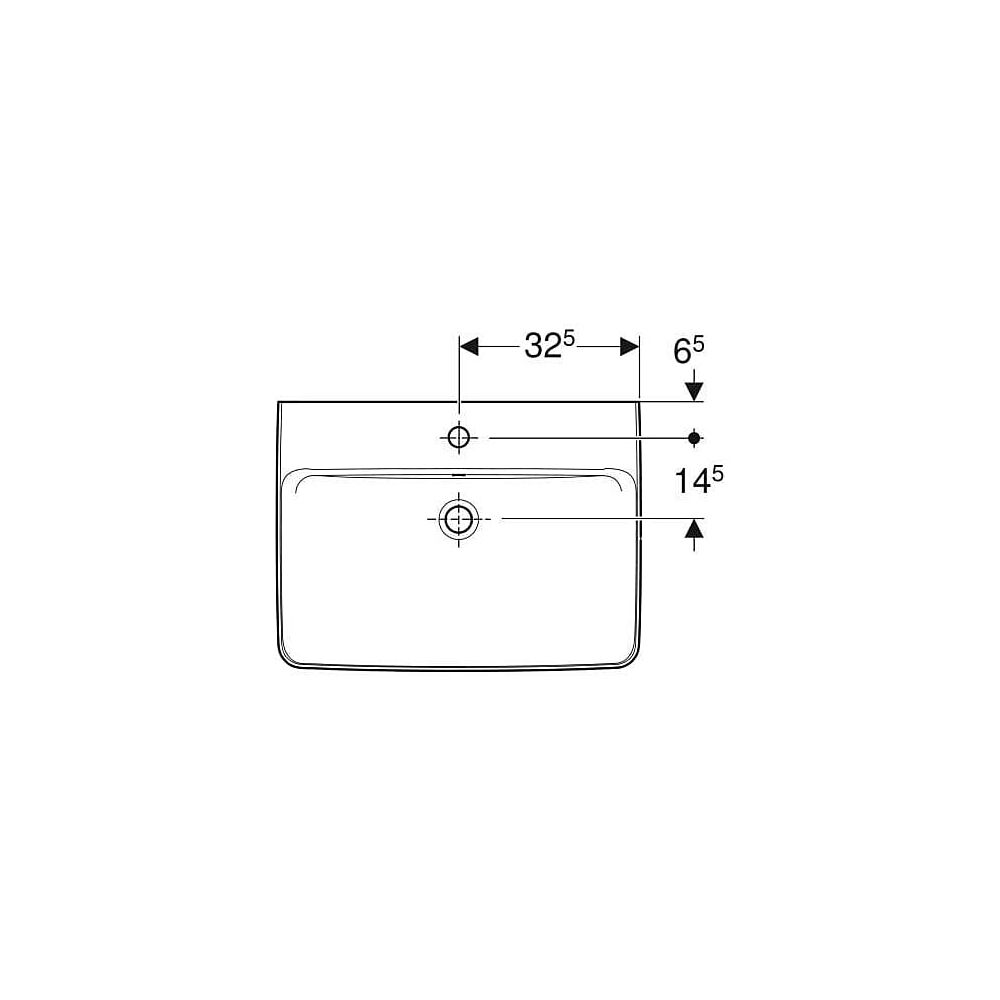 Geberit Renova Plan Waschtisch, Breite 65cm, Tiefe 48cm, Hahnloch mittig, Überlauf s... GEBERIT-501640001 4025410858542 (Abb. 4)