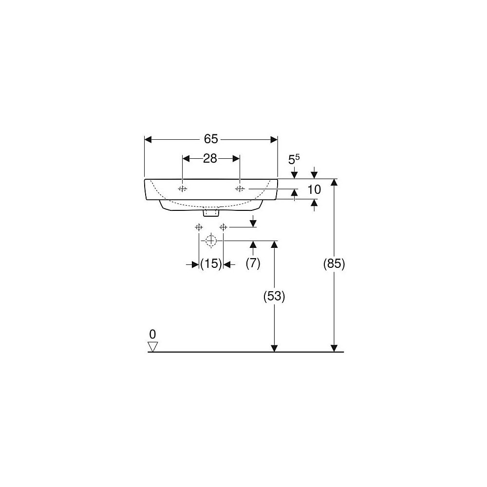 Geberit Renova Plan Waschtisch, Breite 65cm, Tiefe 48cm, Hahnloch mittig, ohne Überl... GEBERIT-501641001 4025410858436 (Abb. 5)