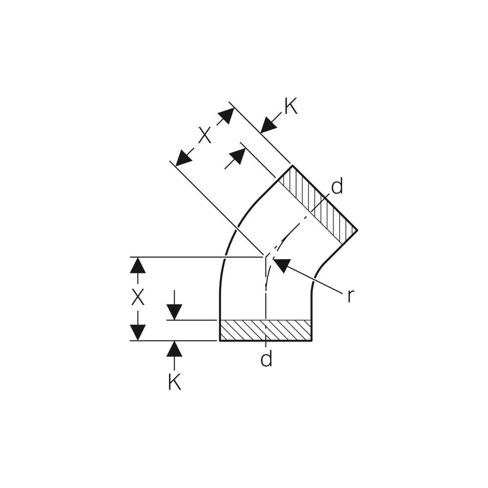 Geberit PE Bogen 45 Grad, Außendurchmesser 200mm... GEBERIT-370045161 4025416035473 (Abb. 4)