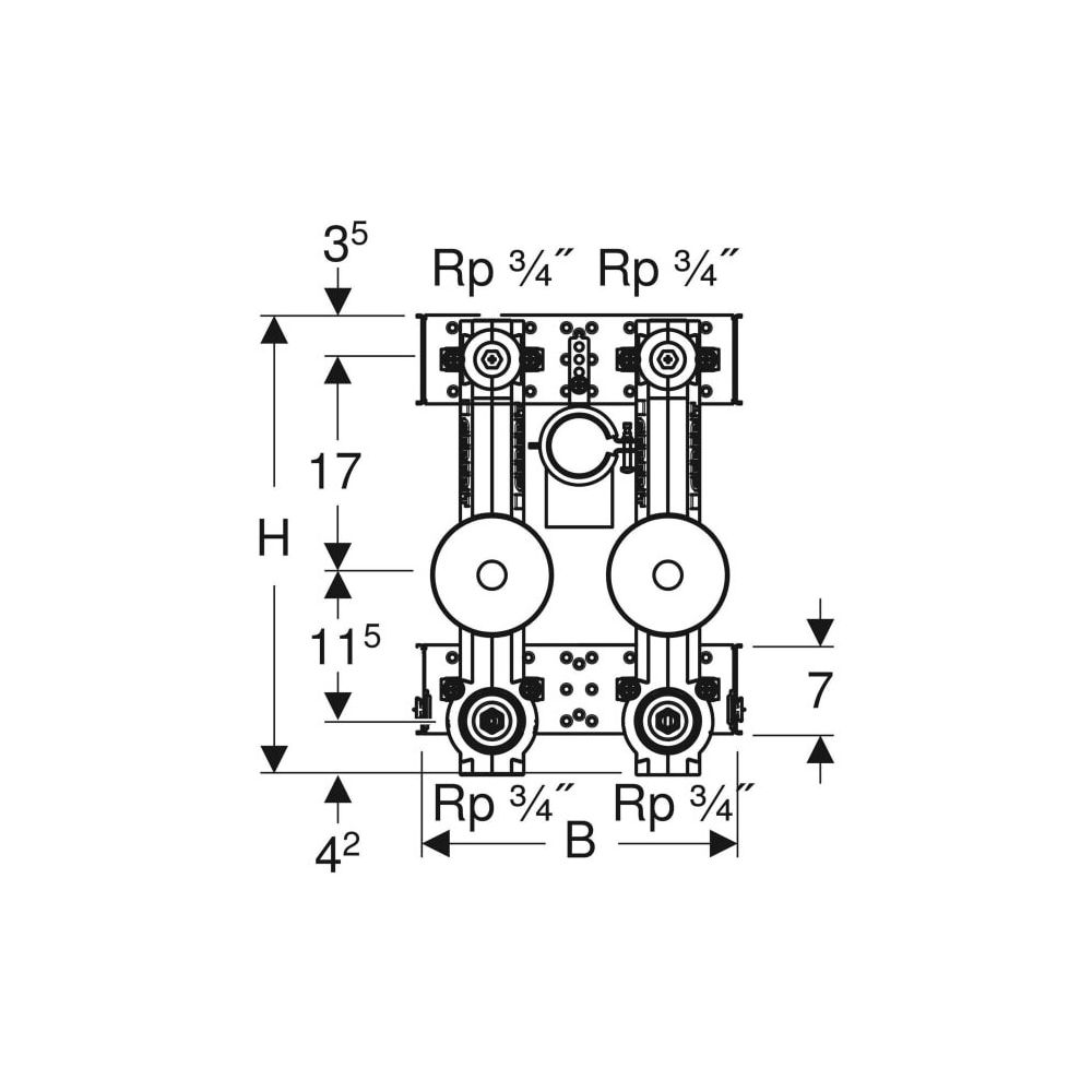Geberit GIS Set Waschtisch für Standarmatur, zwei Wasserzählerstrecken mit Unterputz... GEBERIT-461177001 4025410906878 (Abb. 4)