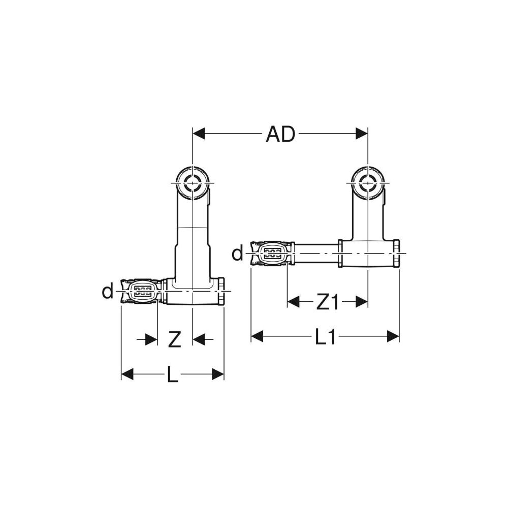 Geberit FlowFit Set Anschluss-Endstücke für Vor-/Rücklauf, mit Anschlussverschraubun... GEBERIT-619450221 4025416602002 (Abb. 4)