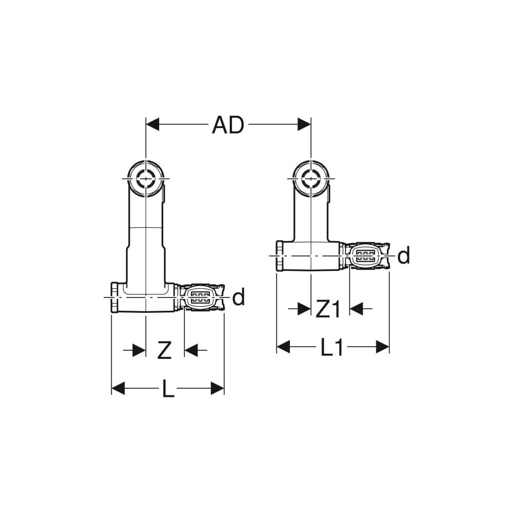 Geberit FlowFit Set Anschluss-Endstücke für Vor-/Rücklauf, mit Anschlussverschraubun... GEBERIT-619460221 4025416602040 (Abb. 4)