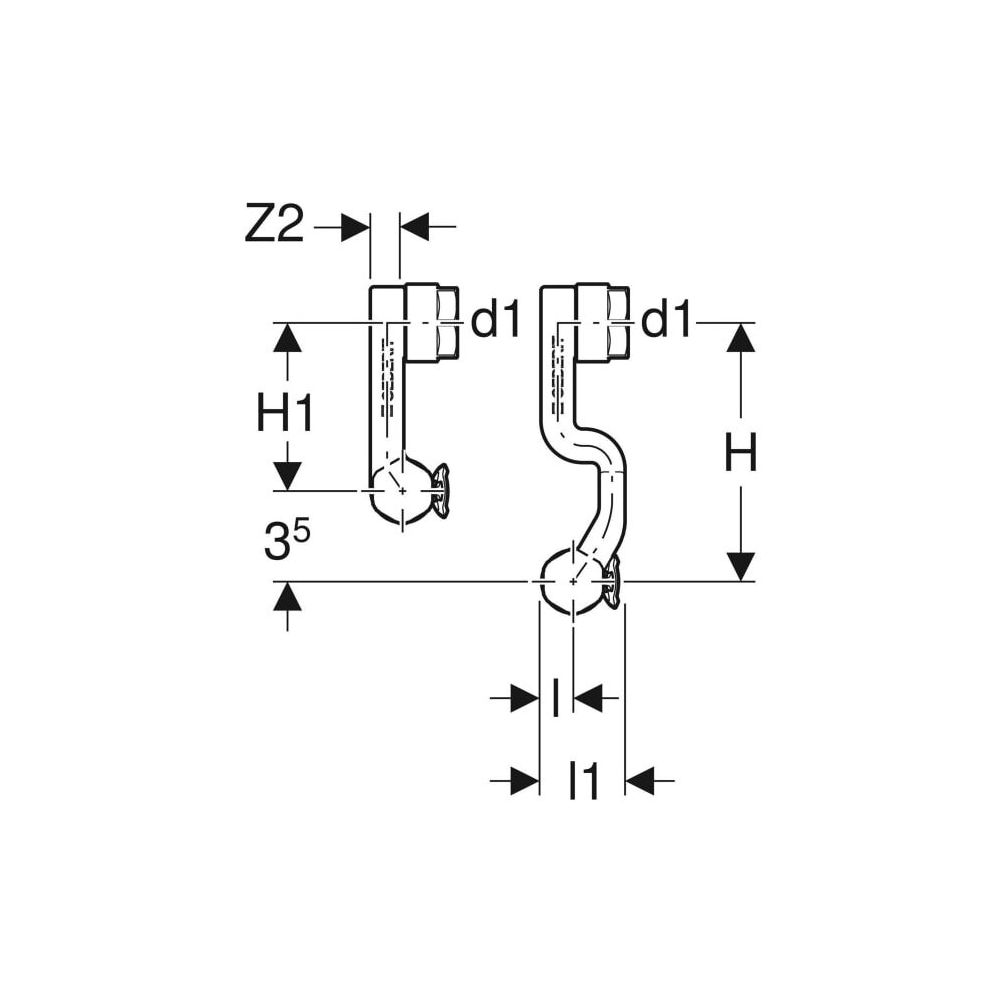 Geberit FlowFit Set Anschluss-Endstücke für Vor-/Rücklauf, mit Anschlussverschraubun... GEBERIT-619460221 4025416602040 (Abb. 5)