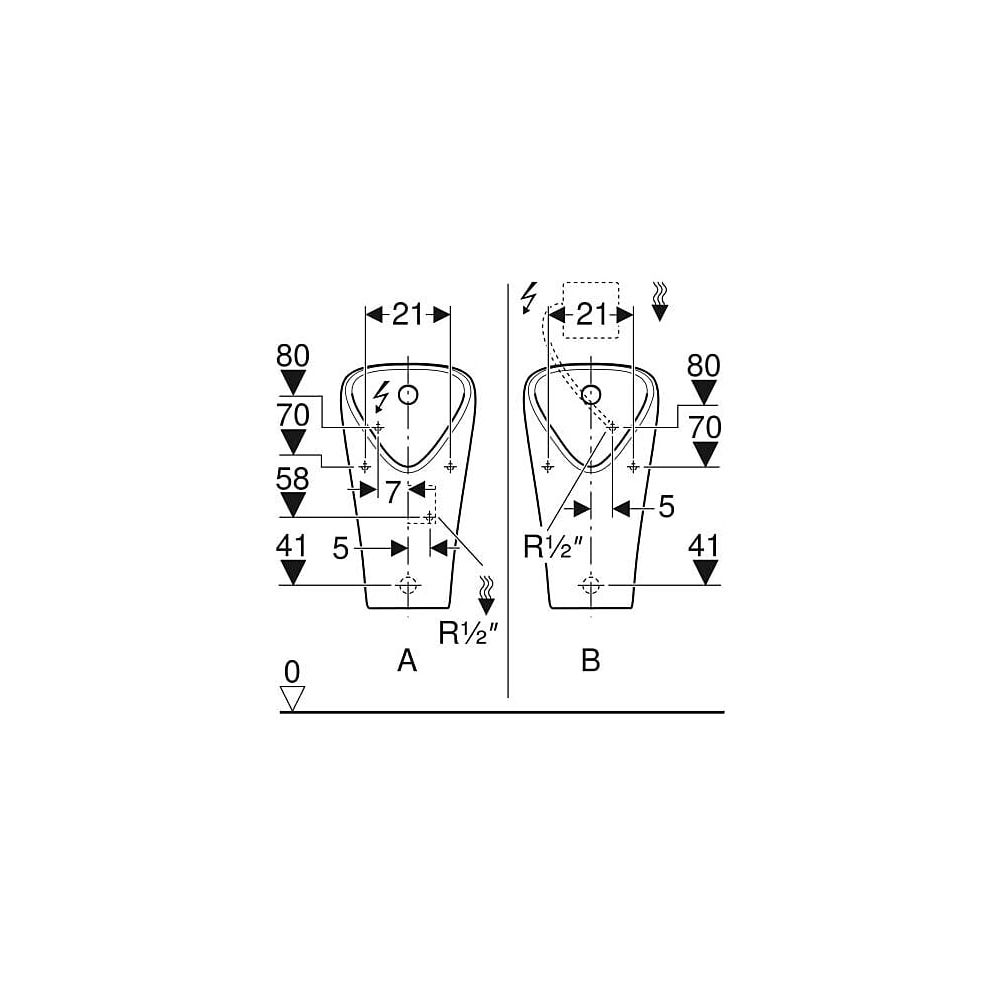 Geberit Narva Urinal Zulauf von hinten, Abgang von hinten, KeraTect, Weiß... GEBERIT-501655008 4025410950864 (Abb. 5)