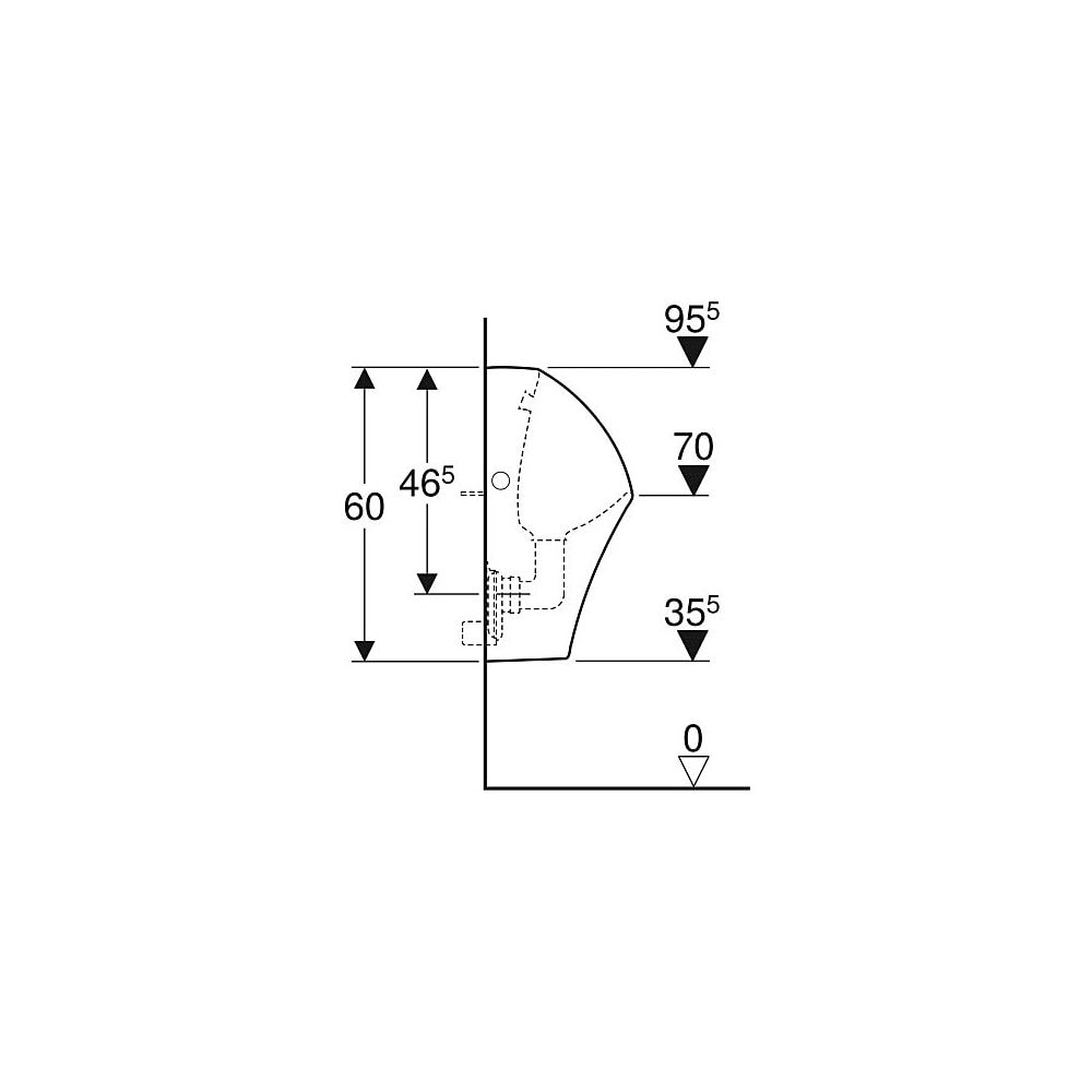 Geberit Narva Urinal Zulauf von hinten, Abgang von hinten, KeraTect, Weiß... GEBERIT-501655008 4025410950864 (Abb. 6)