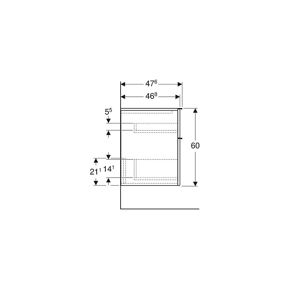 Geberit iCon Seitenschrank mit zwei Schubladen H 60cm, Weiß lackiert hochglänzend/pu... GEBERIT-502315011 4025410941589 (Abb. 6)