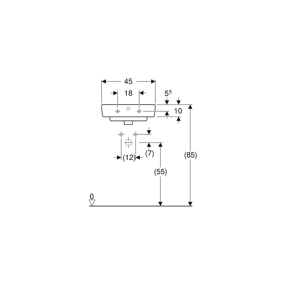 Geberit Renova Plan Aufsatzhandwaschbecken, Breite 45cm, Tiefe 34cm, Hahnloch mittig... GEBERIT-501718001 4025410868459 (Abb. 4)