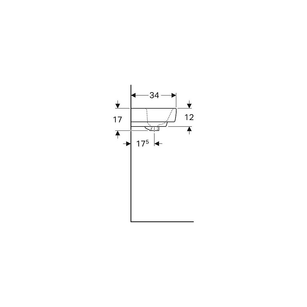 Geberit Renova Plan Aufsatzhandwaschbecken, Breite 45cm, Tiefe 34cm, Hahnloch mittig... GEBERIT-501718001 4025410868459 (Abb. 5)