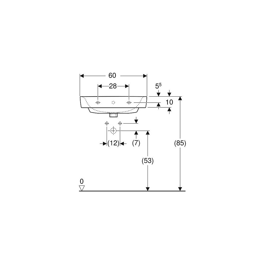 Geberit Renova Plan Aufsatzwaschtisch, Breite 60cm, Tiefe 48cm, Hahnloch mittig, Übe... GEBERIT-501721001 4025410868916 (Abb. 5)