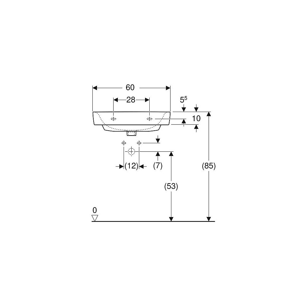 Geberit Renova Plan Aufsatzwaschtisch, Breite 60cm, Tiefe 48cm, ohne Hahnloch, ohne ... GEBERIT-501722001 4025410868824 (Abb. 5)