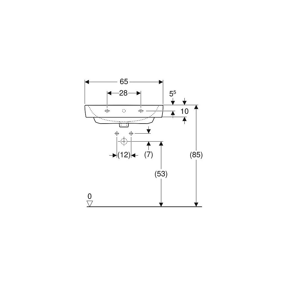 Geberit Renova Plan Aufsatzwaschtisch, Breite 65cm, Tiefe 48cm, Hahnloch mittig, Übe... GEBERIT-501723001 4025410868831 (Abb. 5)