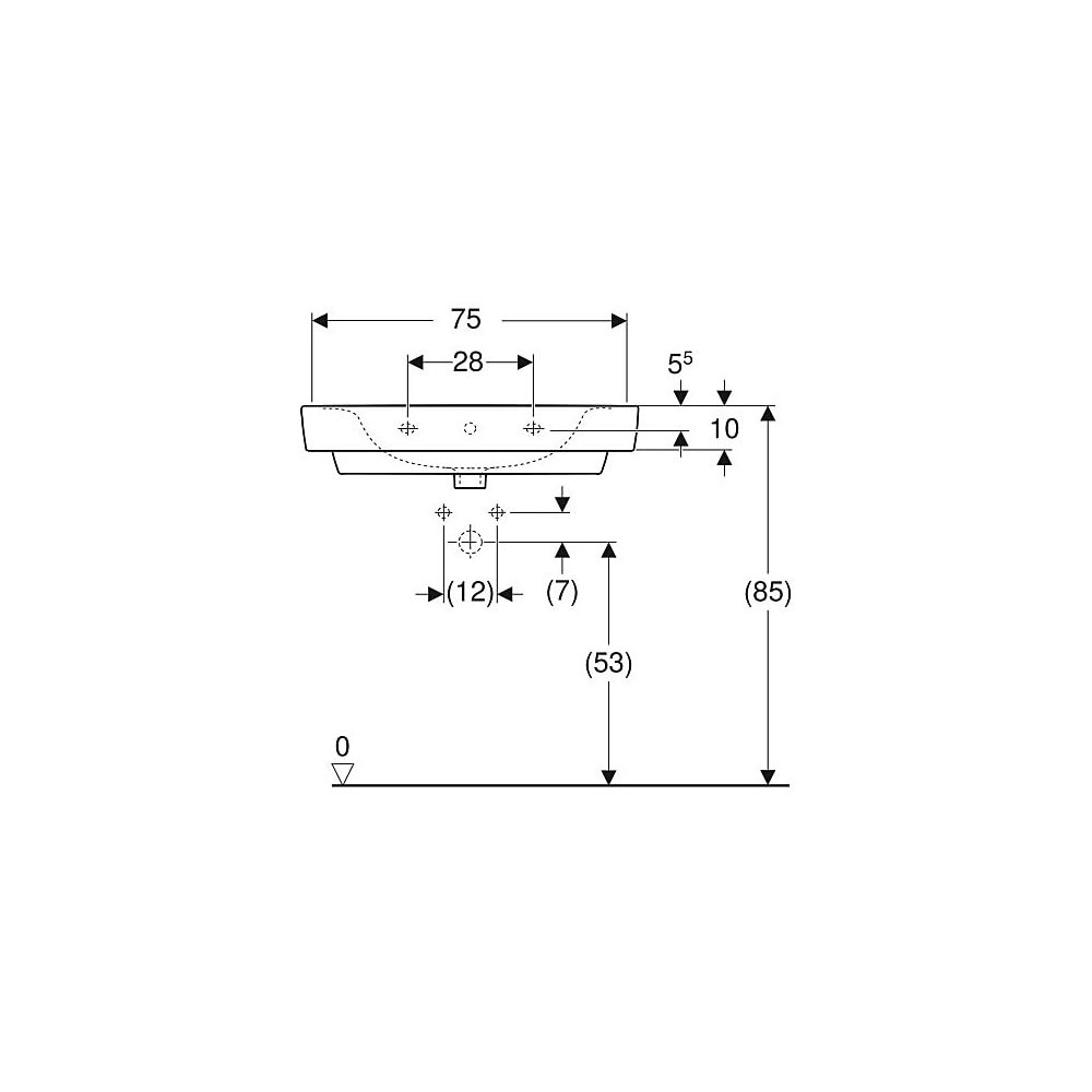 Geberit Renova Plan Aufsatzwaschtisch, Breite 75cm, Tiefe 48cm, Hahnloch mittig, Übe... GEBERIT-501725008 4025410869012 (Abb. 5)