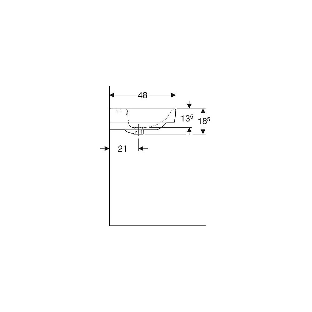 Geberit Renova Plan Aufsatzwaschtisch, Ablagefläche beidseitig, B 75cm T 48cm Hahnlo... GEBERIT-501726001 4025410868657 (Abb. 6)