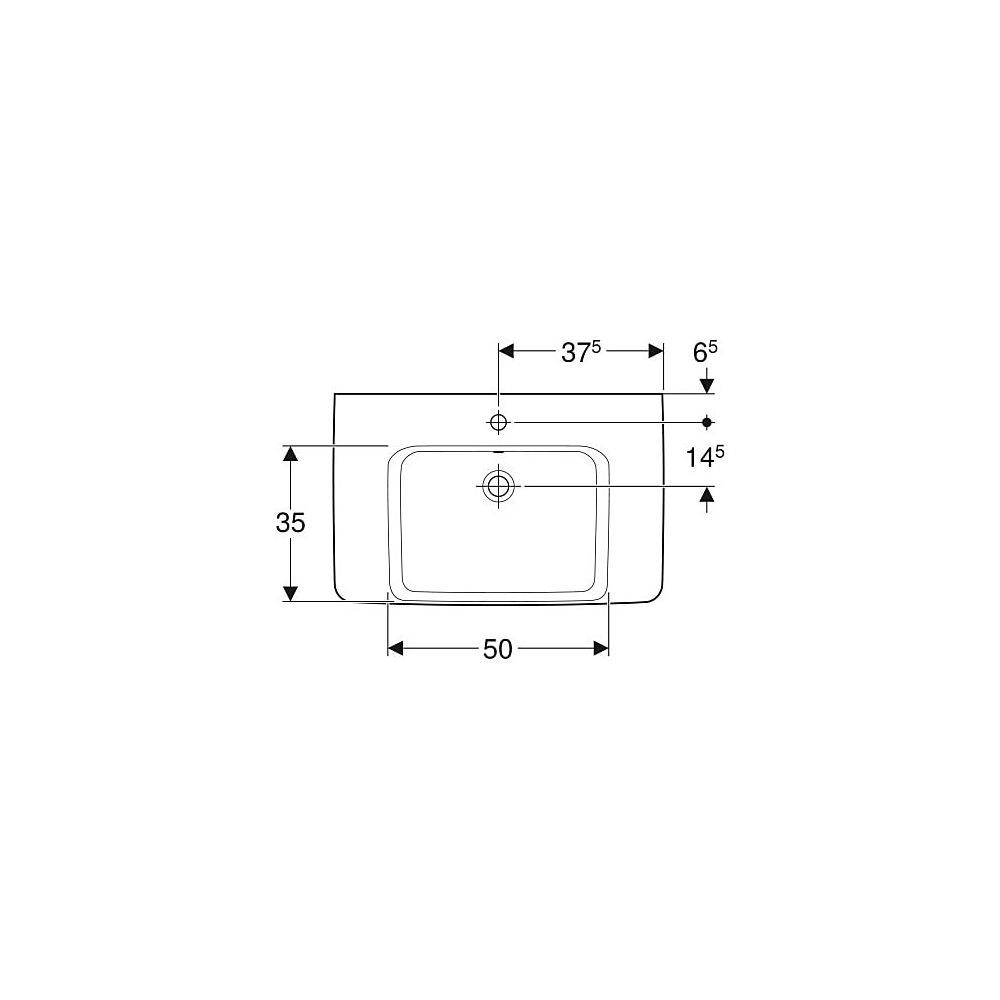 Geberit Renova Plan Aufsatzwaschtisch, Ablagefläche beidseitig, B 75cm T 48cm Hahnlo... GEBERIT-501726001 4025410868657 (Abb. 4)