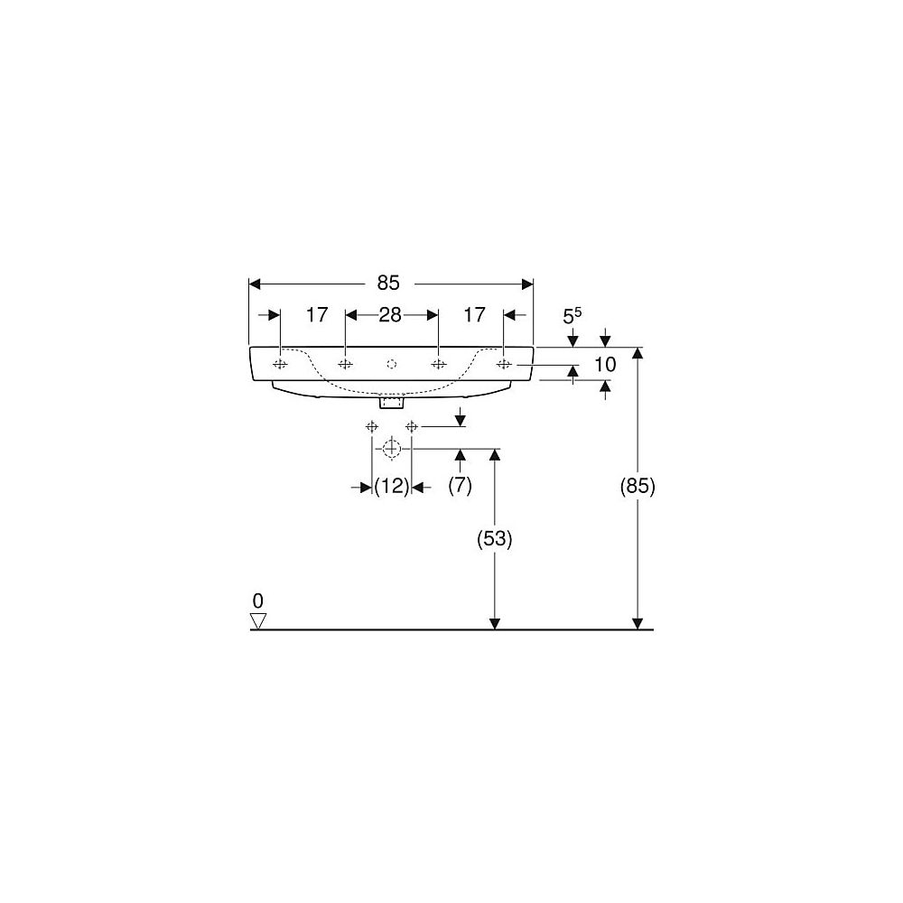 Geberit Renova Plan Aufsatzwaschtisch, Breite 85cm, Tiefe 48cm, Hahnloch mittig, Übe... GEBERIT-501727008 4025410869043 (Abb. 5)