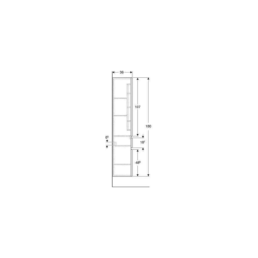 Geberit Renova Plan Hochschrank mit 2 Türen, 1 Schublade, 39x180x36cm, Nussbaum hick... GEBERIT-501923001 4025410905512 (Abb. 6)